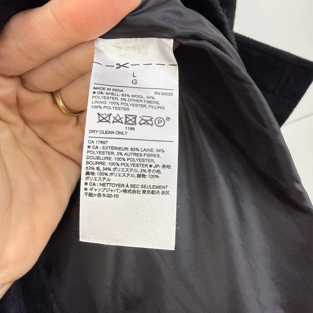 Banana‎ Republic Black Wool Field Coat MEN Large INSULATED CHARCOAL PEACOAT